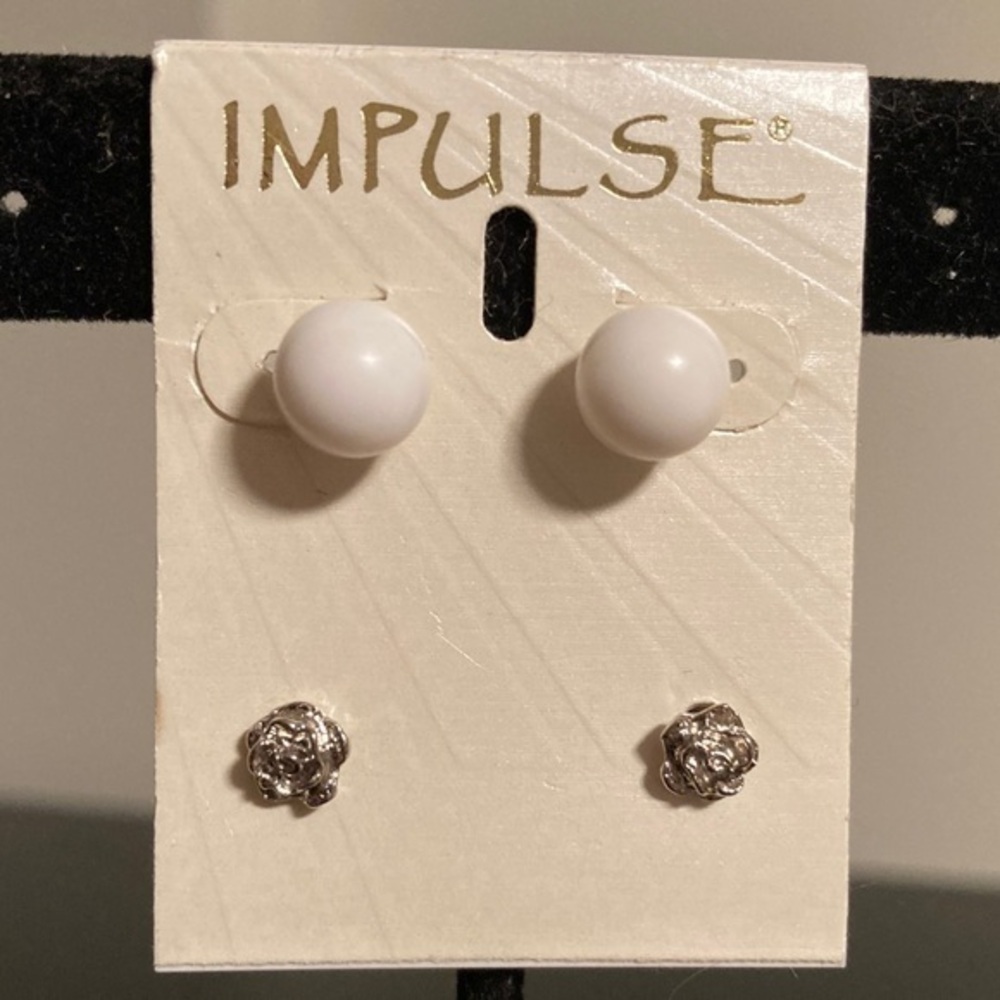 Pulse White and Silver Earring Duo